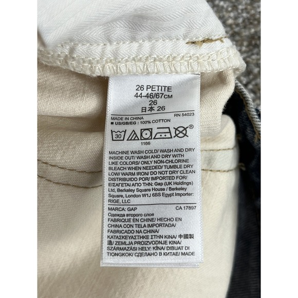 Gap Jean Shorts Womens 26P Blue indigo Dip Dye Best Girlfriend Rolled Hem Cotton - Picture 6 of 13